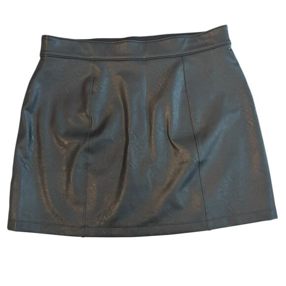 SPANX LEATHER-LIKE MINI SKIRT LUXE BLACK A-LINE SKIRT SKORT NWT SIZE XL - Picture 6 of 6